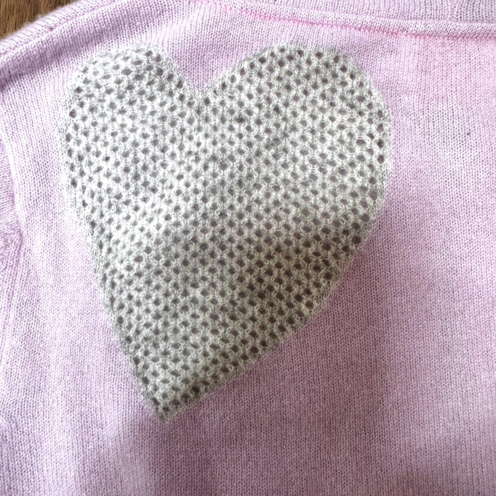 Brodie Cashmere Lilac Purple Silver Heart Zip Up Hoodie Sweater Womens M Luxury - Picture 10 of 10